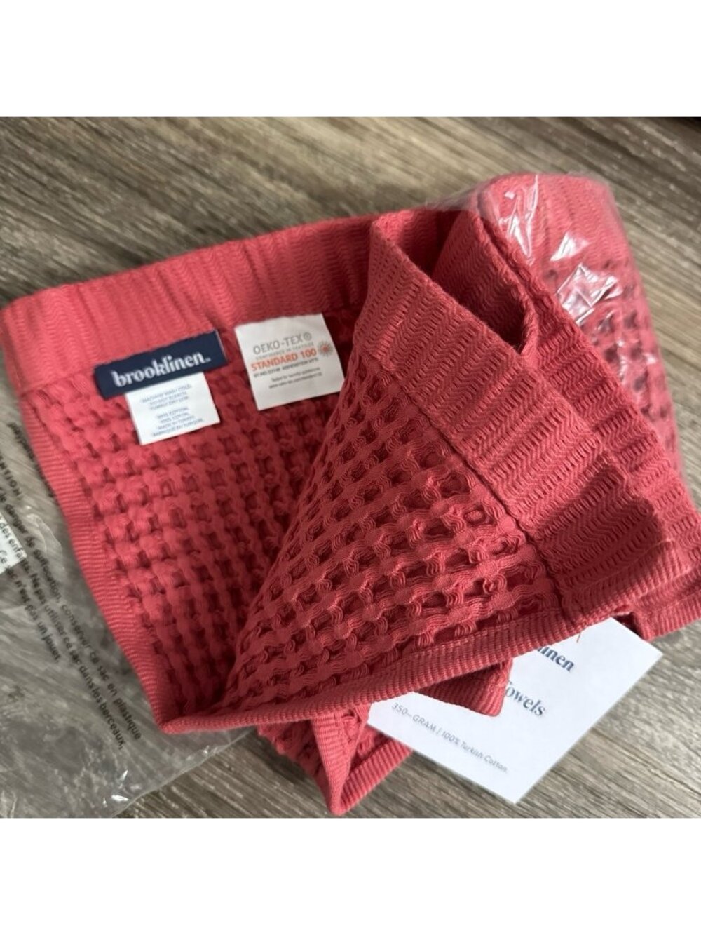 Brooklinen Waffle Washcloths Set of 2 Red Clay Bath Towels 13 inch